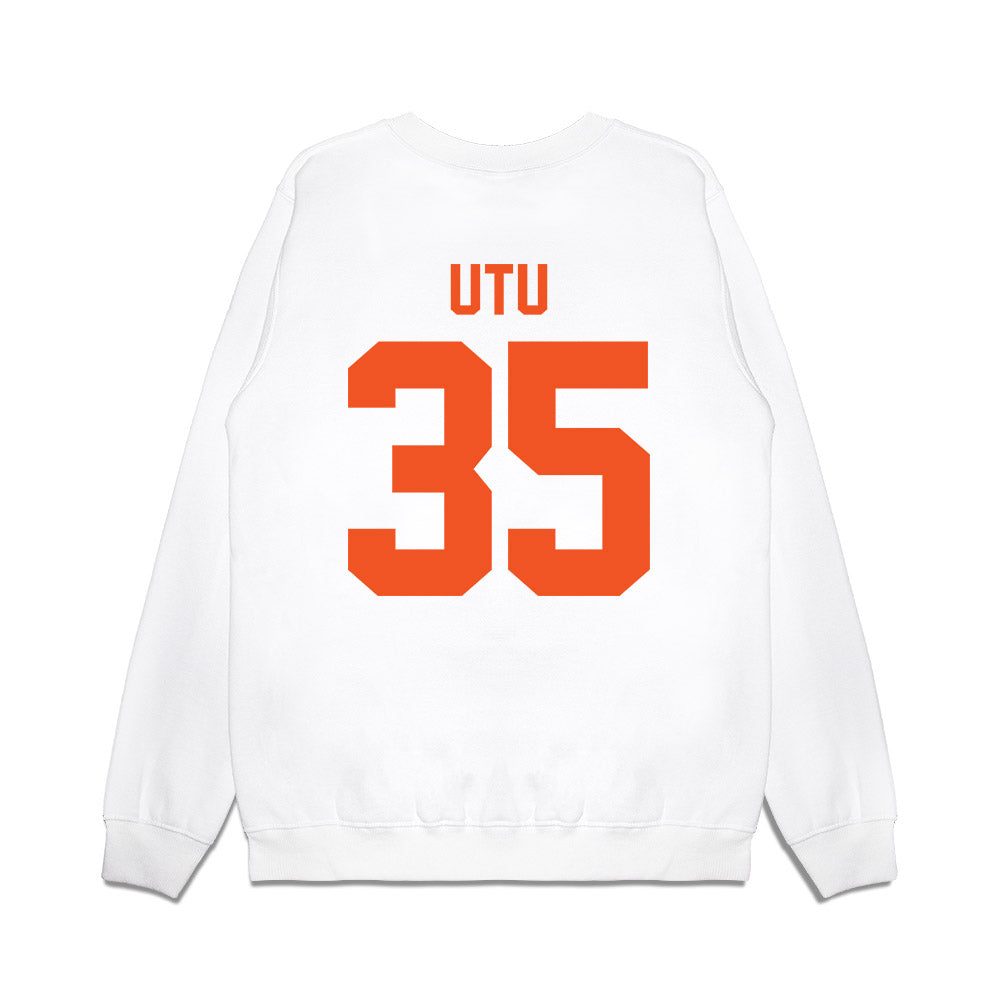 Oklahoma State - NCAA Football : Poasa Utu - Vintage Helmet Premium Crewneck Sweatshirt-1