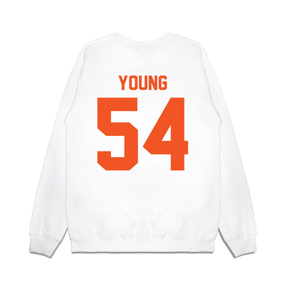 Oklahoma State - NCAA Football : Austin Young - Vintage Helmet Premium Crewneck Sweatshirt-1