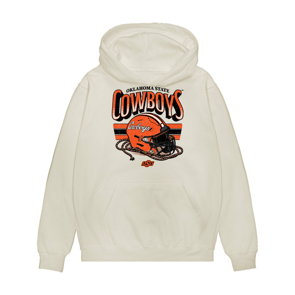 Oklahoma State - NCAA Football : Jk Johnson - Vintage Helmet Premium Hooded Sweatshirt-0