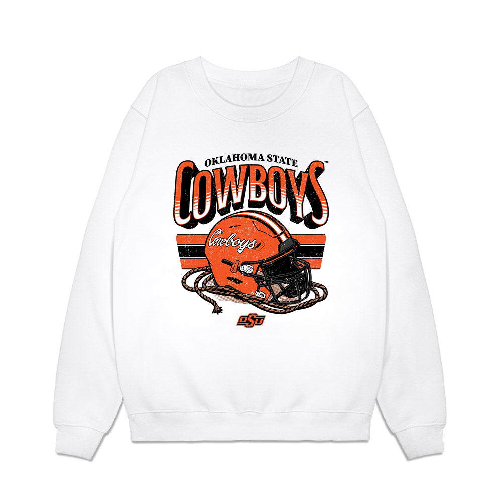 Oklahoma State - NCAA Football : Jaleel Johnson - Vintage Helmet Premium Crewneck Sweatshirt-0