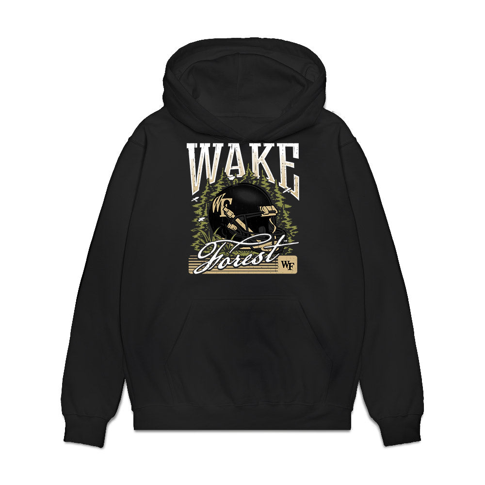 Wake Forest - NCAA Football : Carlos Hernandez - Vintage Helmet Premium Hooded Sweatshirt-0