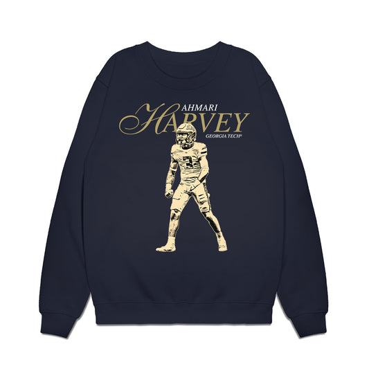 Georgia Tech - NCAA Football : Ahmari Harvey - Legacy Premium Crewneck Sweatshirt-0