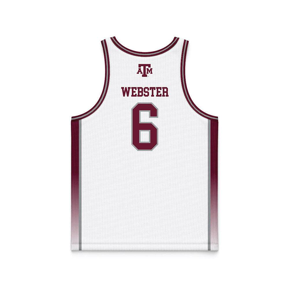 Texas A&M - NCAA Women's Basketball : Jordan Webster - White Basketball Jersey-1