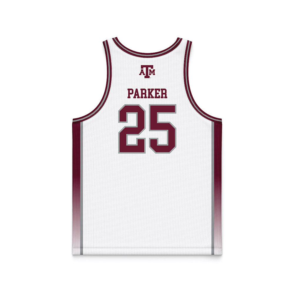 Texas A&M - NCAA Women's Basketball : Emerald Parker - White Basketball Jersey-1