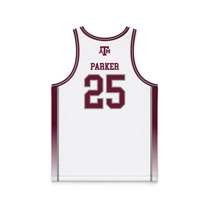 Texas A&M - NCAA Women's Basketball : Emerald Parker - White Basketball Jersey-1