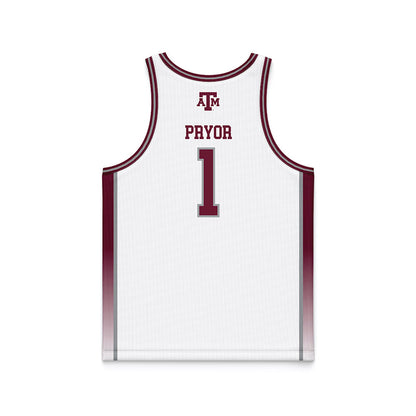 Texas A&M - NCAA Women's Basketball : Ny'Ceara Pryor - White Basketball Jersey-1