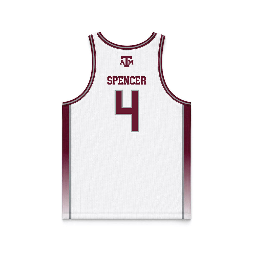 Texas A&M - NCAA Women's Basketball : Chaney Spencer - White Basketball Jersey-1