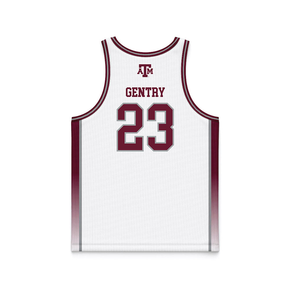 Texas A&M - NCAA Women's Basketball : Gianna Gentry - White Basketball Jersey-1