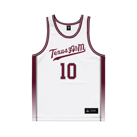 Texas A&M - NCAA Women's Basketball : Lemyah Hylton - White Basketball Jersey-0