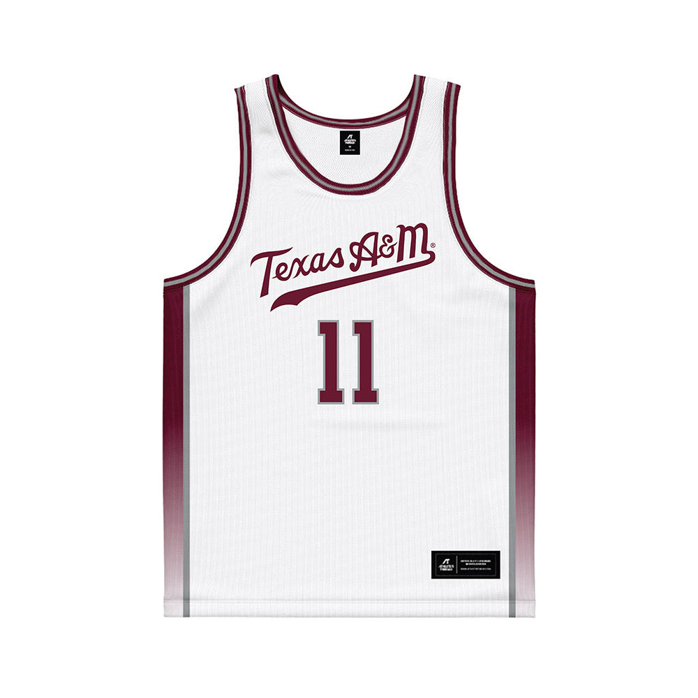 Texas A&M - NCAA Women's Basketball : Talia Kavoka - White Basketball Jersey-0