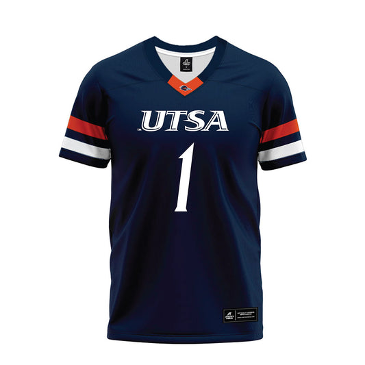 UTSA - NCAA Football : Devin McCuin - Navy Premium Football Jersey-0