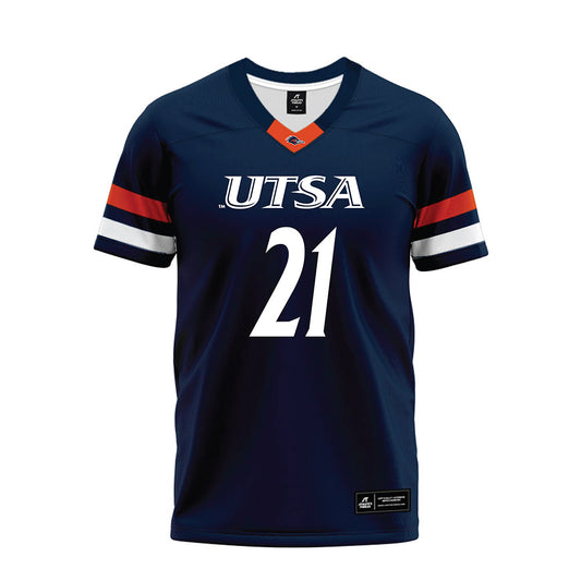 UTSA - NCAA Football : J.C. Solitaire - Navy Premium Football Jersey-0
