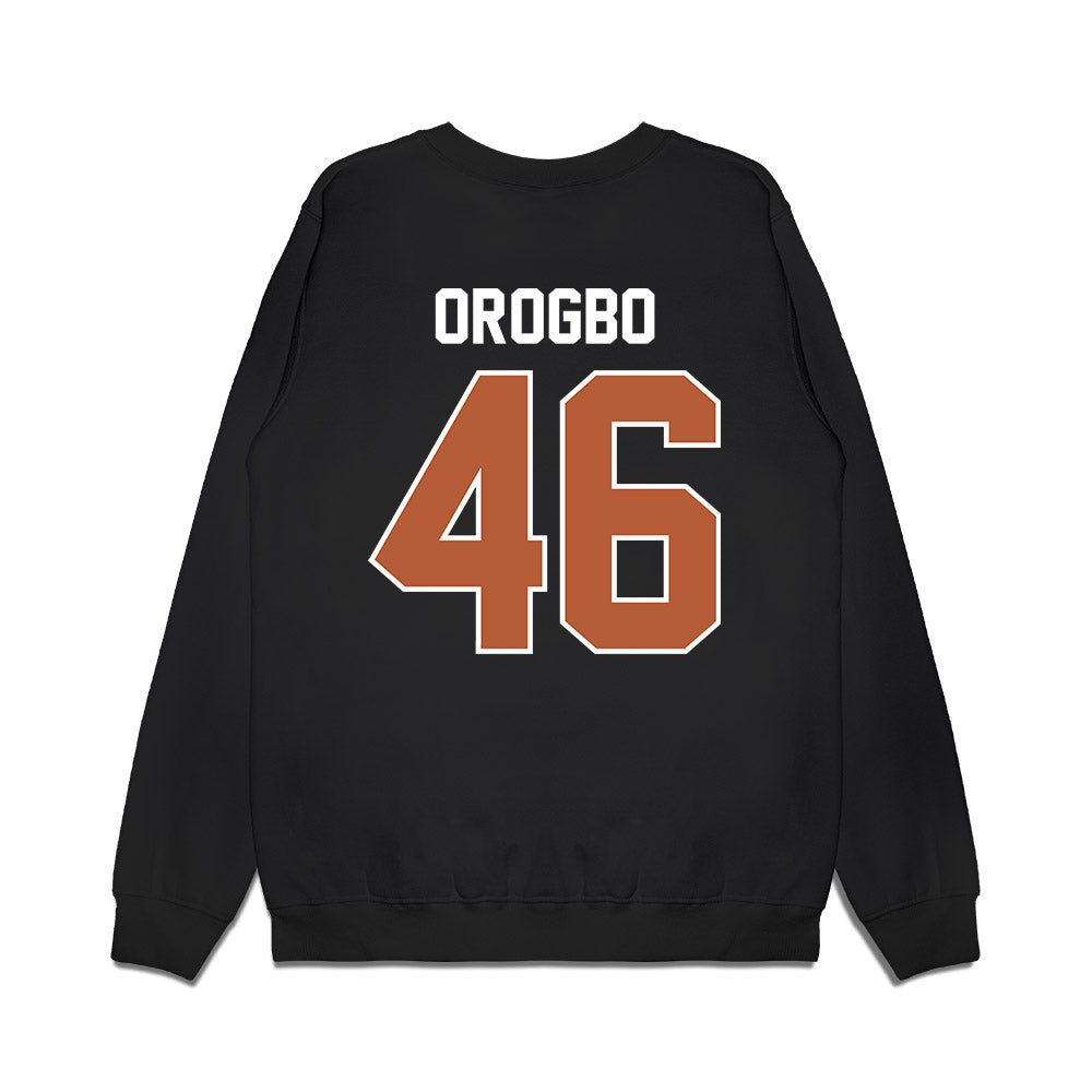 Texas - NCAA Football : Olalekan Orogbo - Vintage Helmet Premium Crewneck Sweatshirt-1