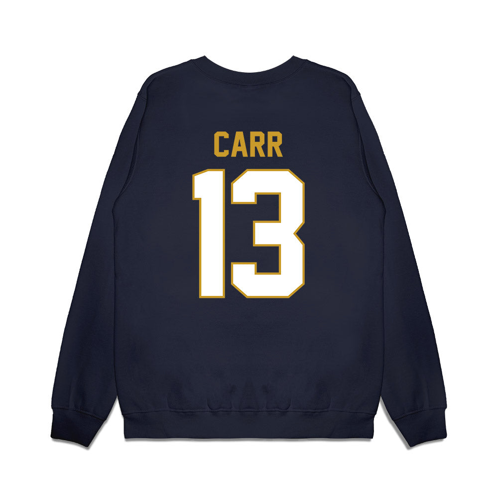 Notre Dame - NCAA Football : CJ Carr - Vintage Helmet Premium Crewneck Sweatshirt-1