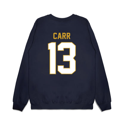 Notre Dame - NCAA Football : CJ Carr - Vintage Helmet Premium Crewneck Sweatshirt-1