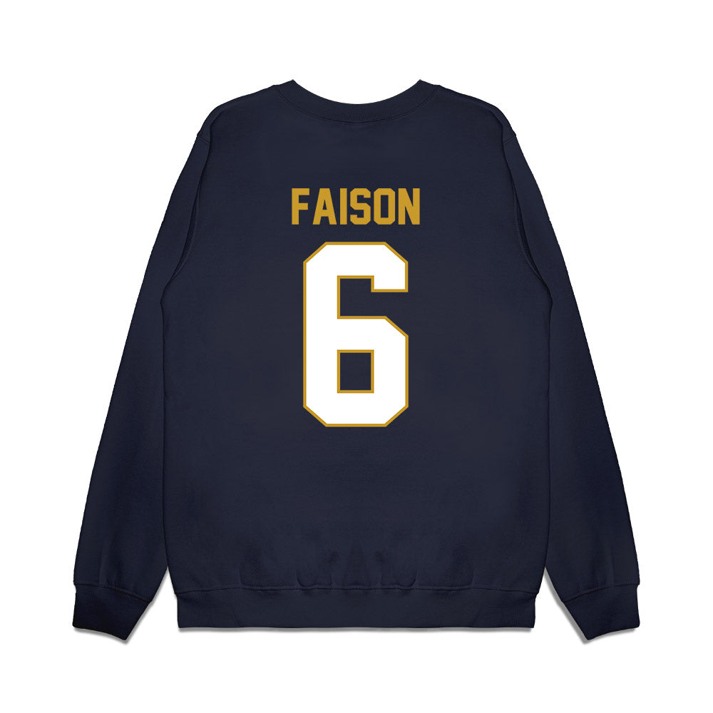 Notre Dame - NCAA Football : Jordan Faison - Vintage Helmet Premium Crewneck Sweatshirt-1