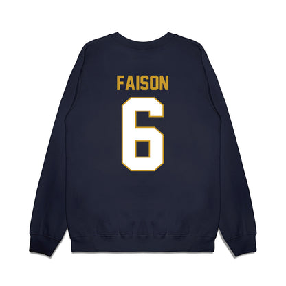 Notre Dame - NCAA Football : Jordan Faison - Vintage Helmet Premium Crewneck Sweatshirt-1
