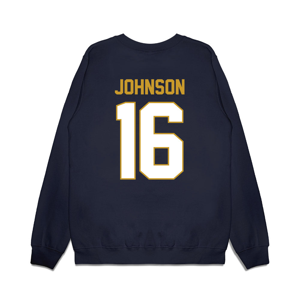 Notre Dame - NCAA Football : Tae Johnson - Vintage Helmet Premium Crewneck Sweatshirt-1