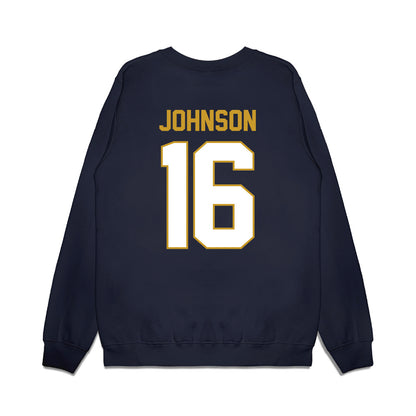 Notre Dame - NCAA Football : Tae Johnson - Vintage Helmet Premium Crewneck Sweatshirt-1