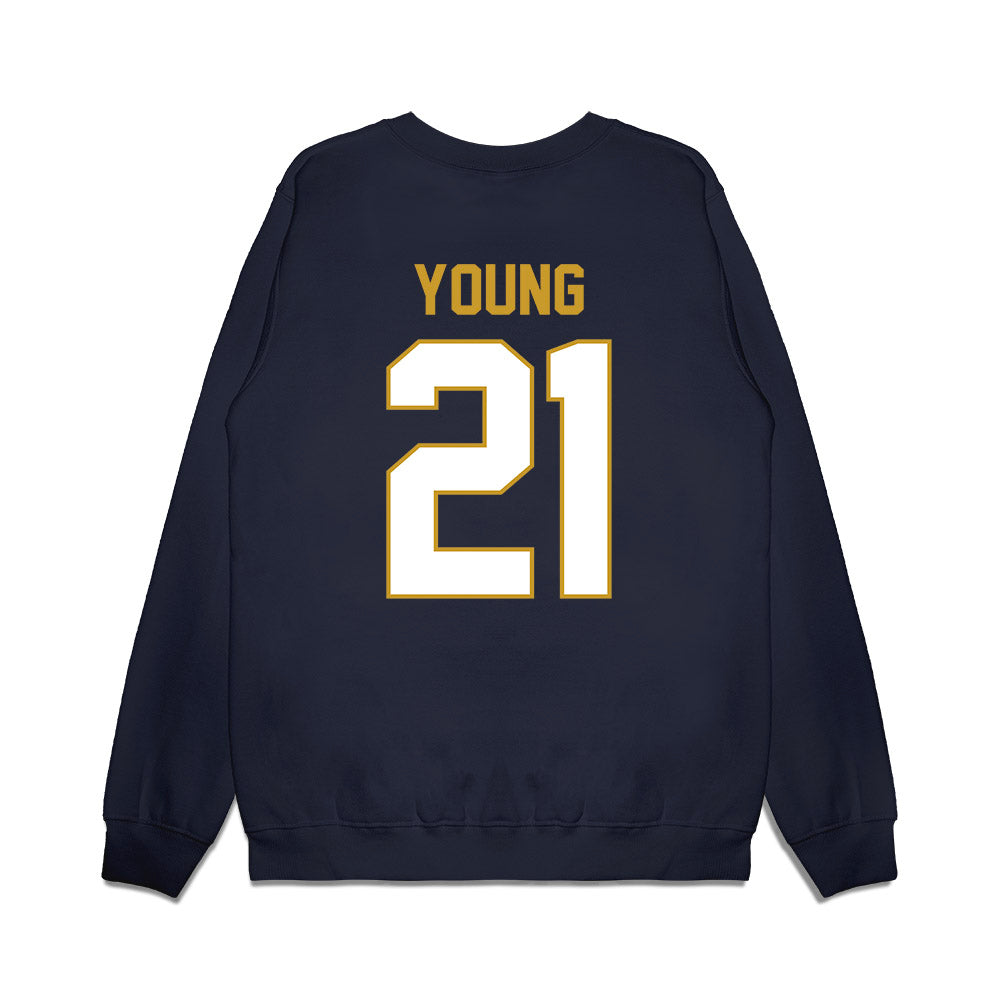 Notre Dame - NCAA Football : Kedren Young - Vintage Helmet Premium Crewneck Sweatshirt-1