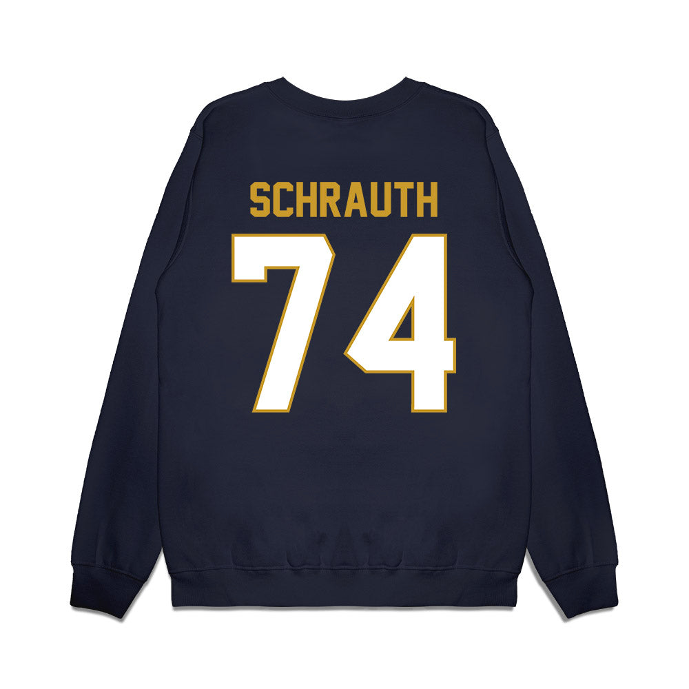 Notre Dame - NCAA Football : Billy Schrauth - Vintage Helmet Premium Crewneck Sweatshirt-1