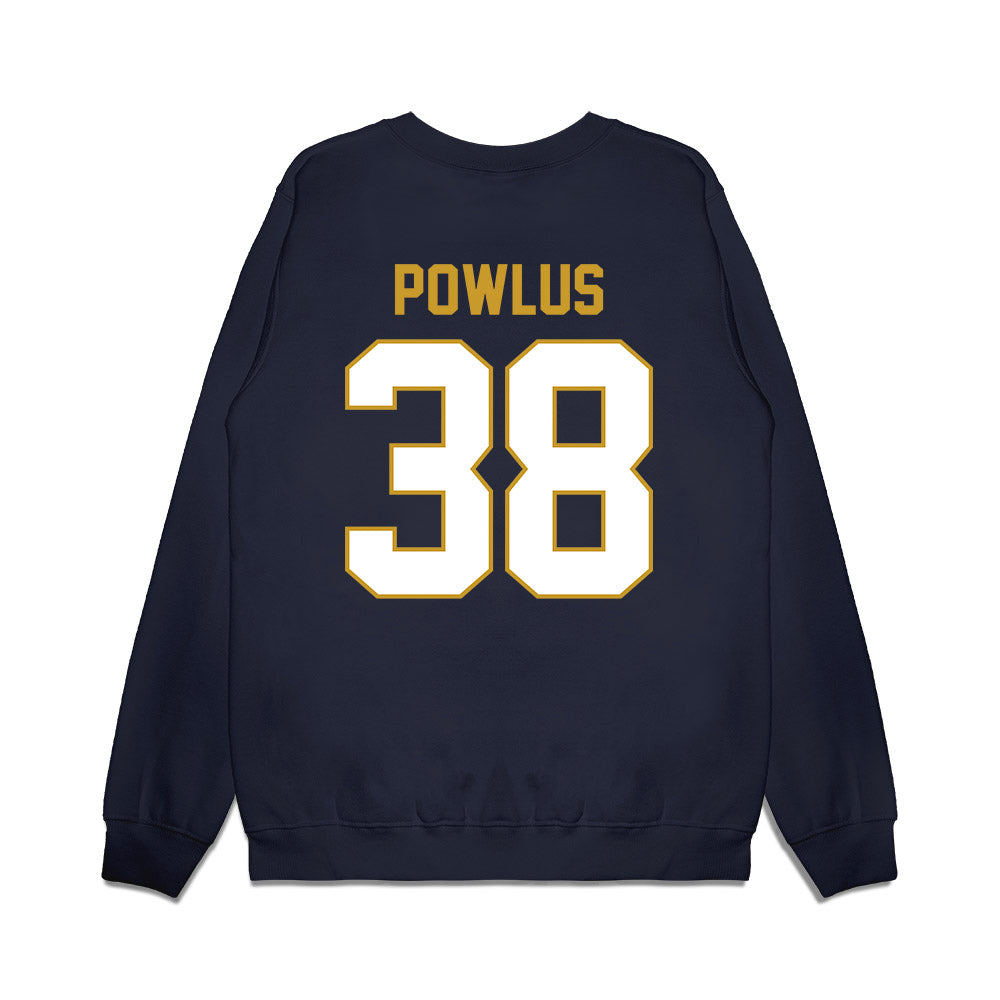 Notre Dame - NCAA Football : Tommy Powlus - Vintage Helmet Premium Crewneck Sweatshirt-1