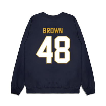 Notre Dame - NCAA Football : Mickey Brown - Vintage Helmet Premium Crewneck Sweatshirt-1