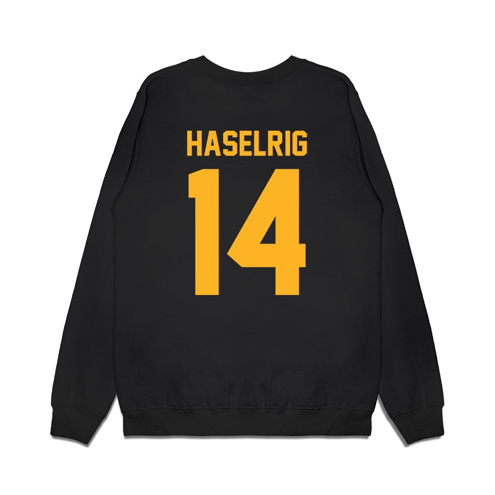 Pittsburgh - NCAA Football : Benny Haselrig - Vintage Helmet Premium Crewneck Sweatshirt-1