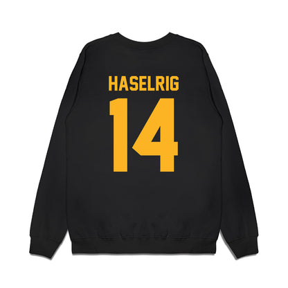 Pittsburgh - NCAA Football : Benny Haselrig - Vintage Helmet Premium Crewneck Sweatshirt-1