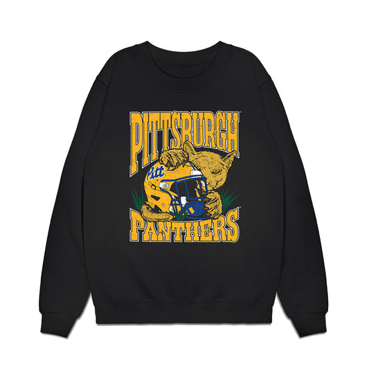 Pittsburgh - NCAA Football : Benny Haselrig - Vintage Helmet Premium Crewneck Sweatshirt-0