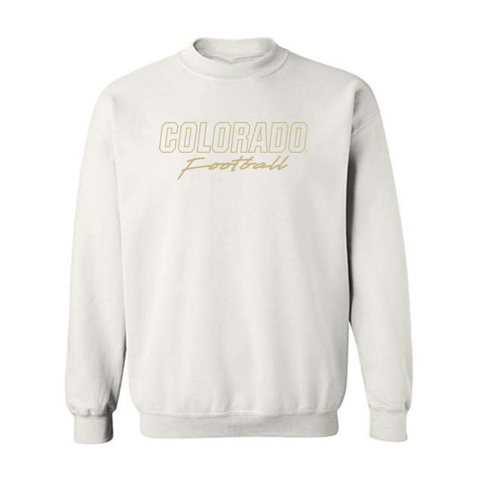Colorado - NCAA Football : Kaleb Mathis - White Out Classic Shersey Crewneck Sweatshirt-0