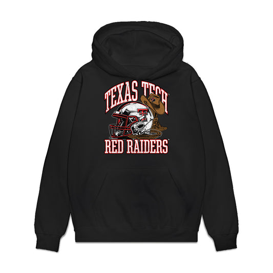Texas Tech - NCAA Football : Malik Esquerra - Vintage Helmet Premium Hooded Sweatshirt-0