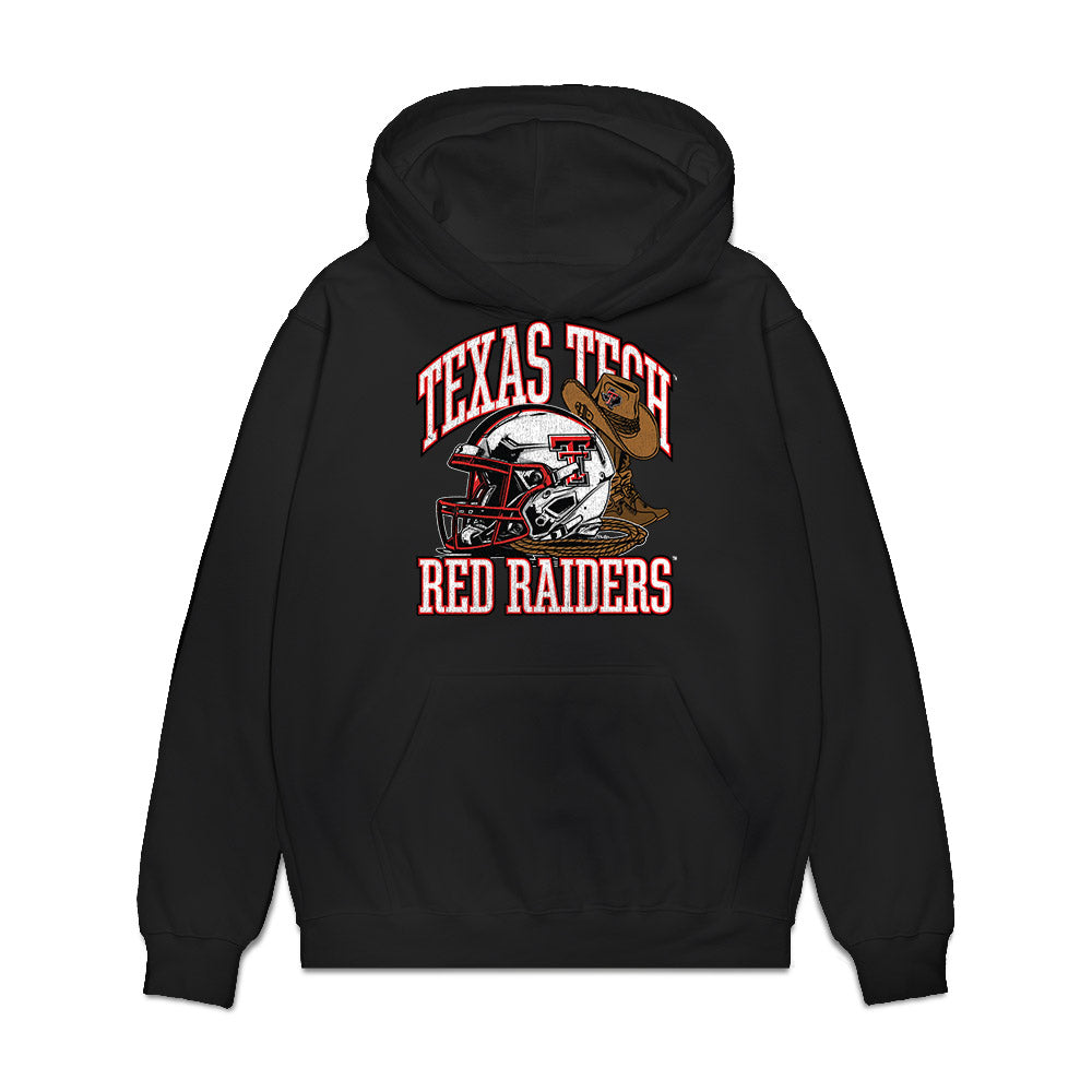 Texas Tech - NCAA Football : Gage Elder - Vintage Helmet Premium Hooded Sweatshirt-0