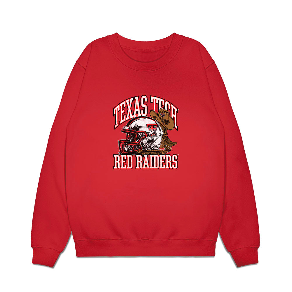 Texas Tech - NCAA Football : Peyton Morgan - Vintage Helmet Premium Crewneck Sweatshirt-0