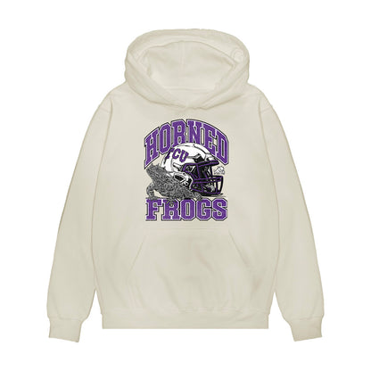 TCU - NCAA Football : Avery Helm - Vintage Helmet Premium Hooded Sweatshirt-0