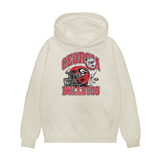 Georgia - NCAA Football : Connor Ferguson - Vintage Helmet Premium Hooded Sweatshirt-0