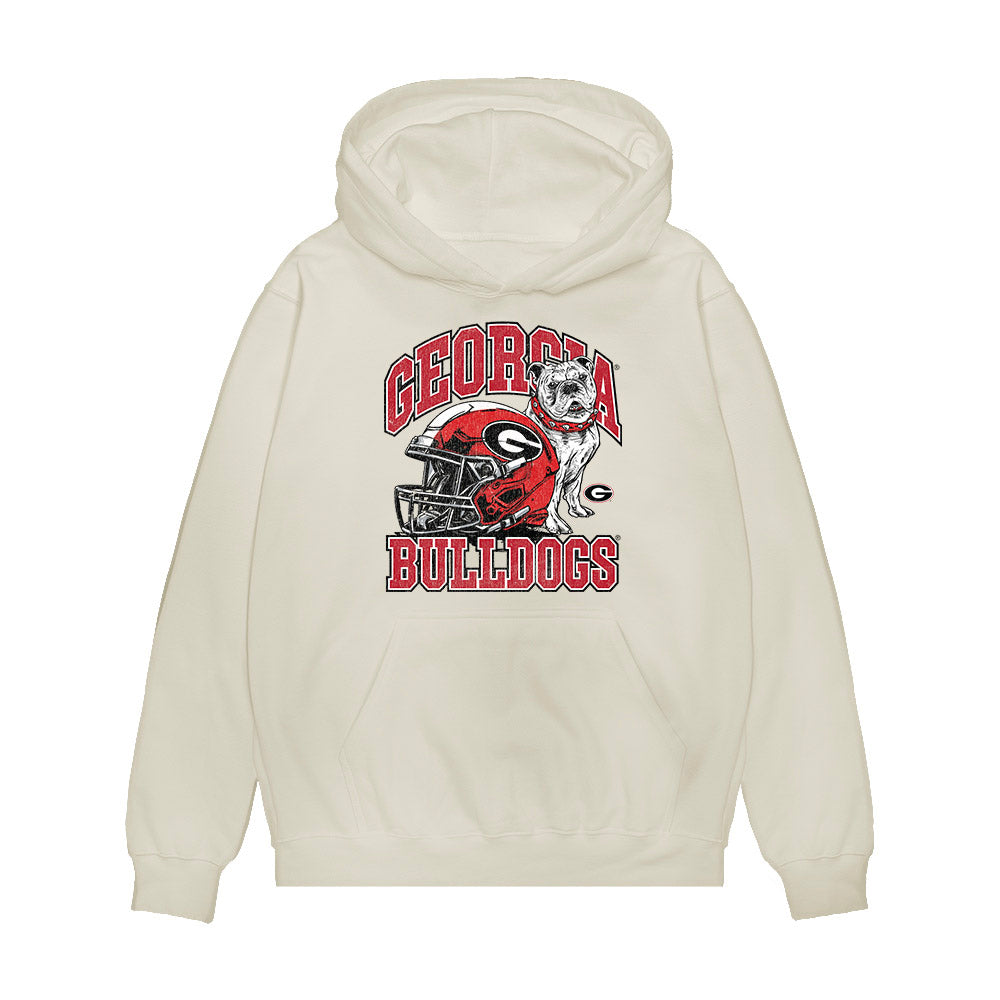 Georgia - NCAA Football : Thomas Blackshear - Vintage Helmet Premium Hooded Sweatshirt-0