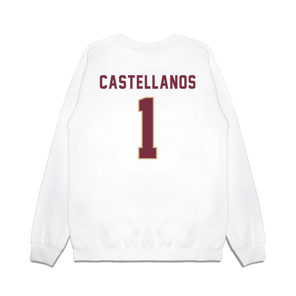 FSU - NCAA Football : Thomas Castellanos - Vintage Helmet Premium Crewneck Sweatshirt-1
