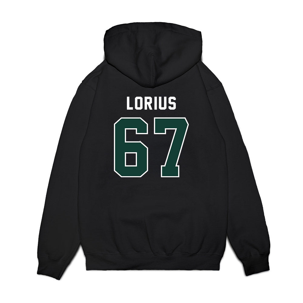Michigan State - NCAA Football : Hayden Lorius - Vintage Helmet Premium Hooded Sweatshirt-1