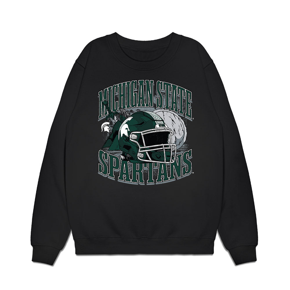 Michigan State - NCAA Football : Eddie Pleasant III - Vintage Helmet Premium Crewneck Sweatshirt-0