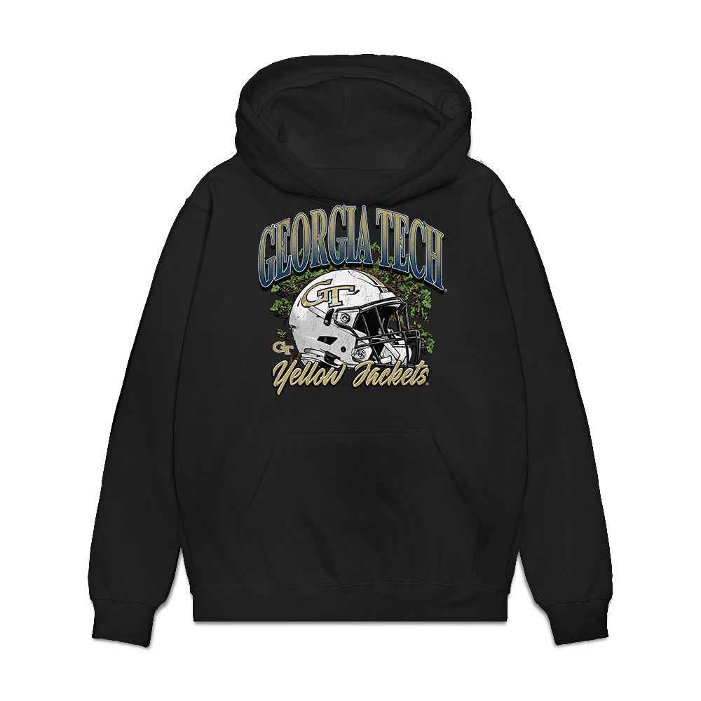Georgia Tech - NCAA Football : Jyron Gilmore - Vintage Helmet Premium Hooded Sweatshirt-0