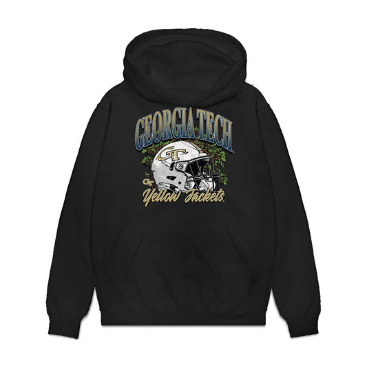 Georgia Tech - NCAA Football : Jason Moore - Vintage Helmet Premium Hooded Sweatshirt-0