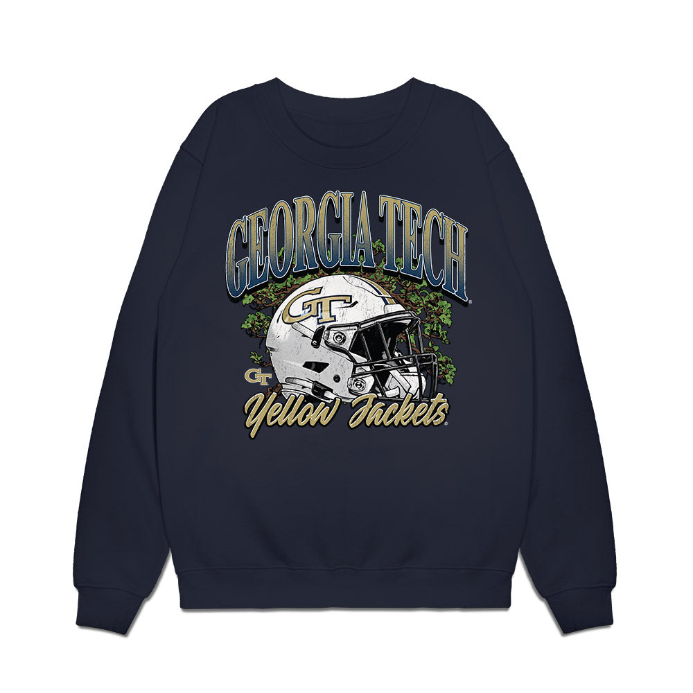 Georgia Tech - NCAA Football : Jordan van den Berg - Vintage Helmet Premium Crewneck Sweatshirt-0