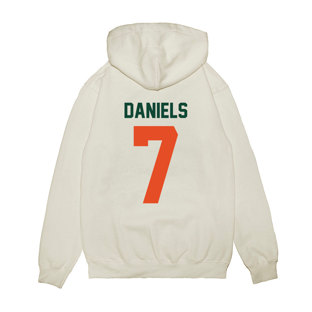 Miami - NCAA Football : CJ Daniels - Vintage Helmet Premium Hooded Sweatshirt-1