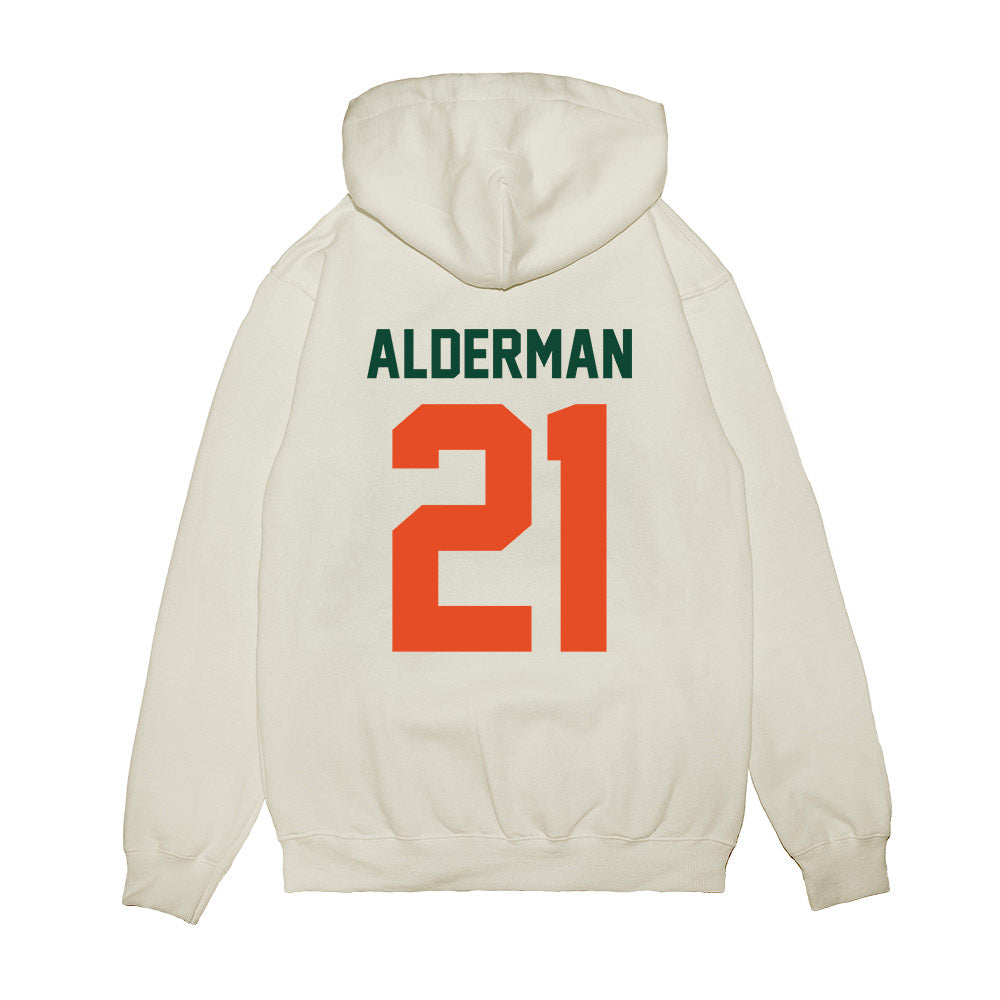 Miami - NCAA Football : Jaylin Alderman - Vintage Helmet Premium Hooded Sweatshirt-1