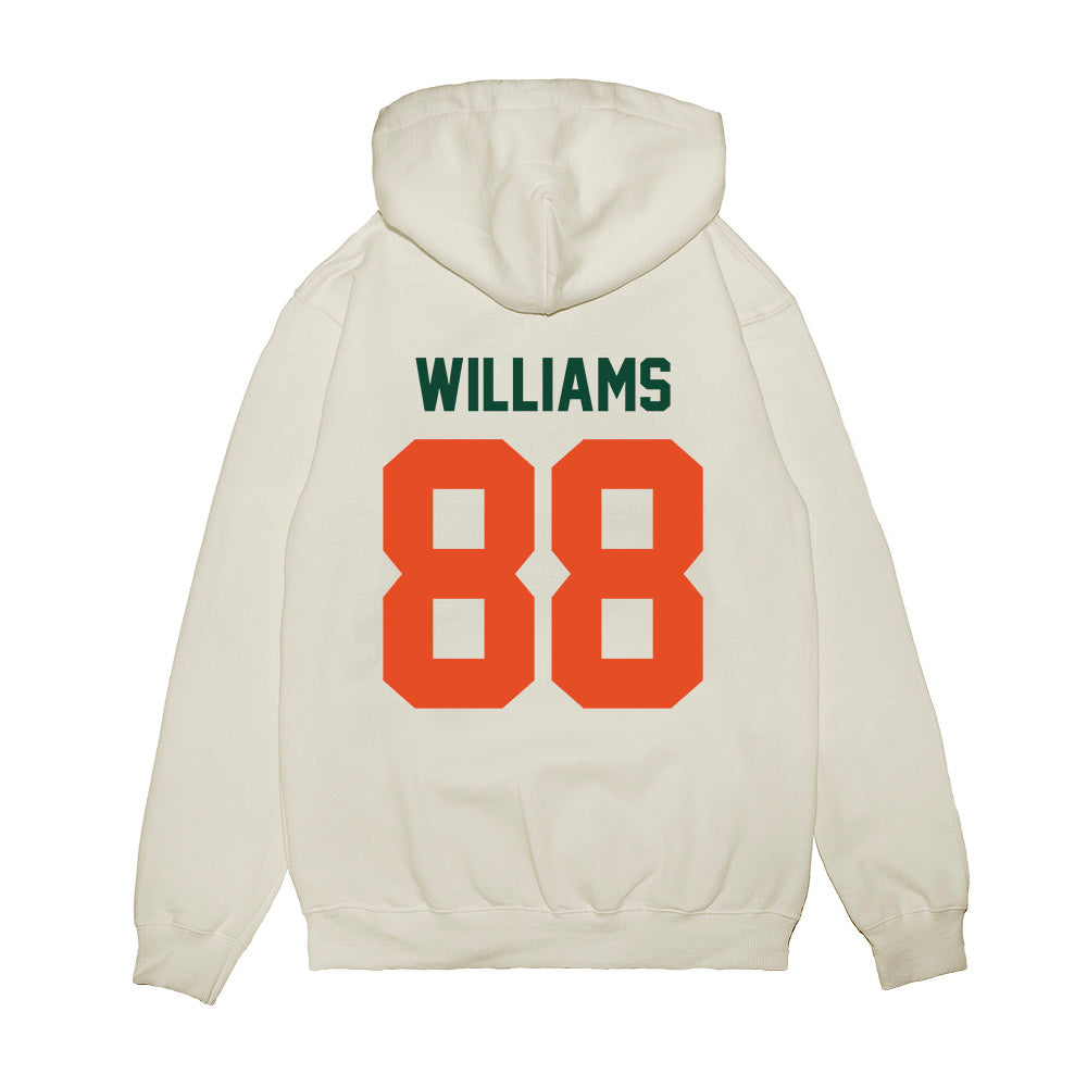 Miami - NCAA Football : Riley Williams - Vintage Helmet Premium Hooded Sweatshirt-1