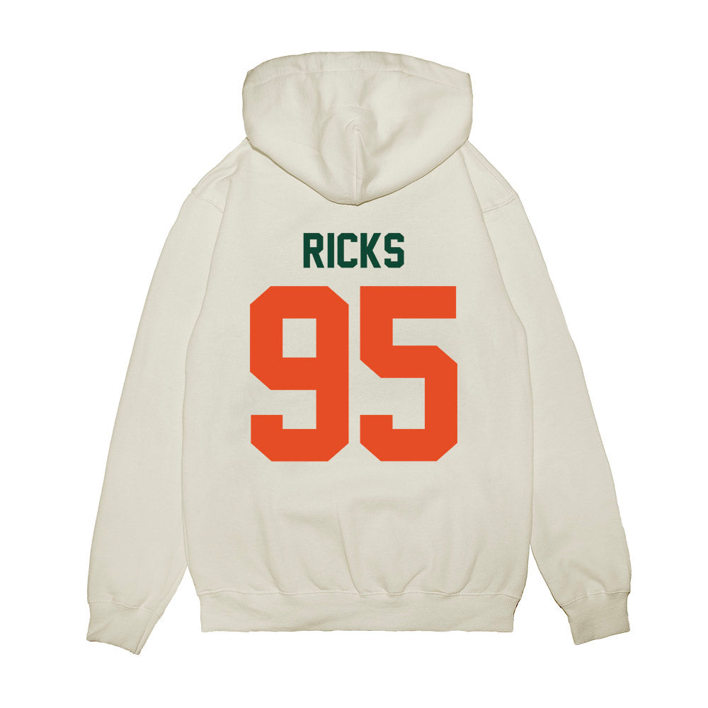 Miami - NCAA Football : Cooper Ricks - Vintage Helmet Premium Hooded Sweatshirt-1