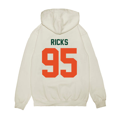 Miami - NCAA Football : Cooper Ricks - Vintage Helmet Premium Hooded Sweatshirt-1