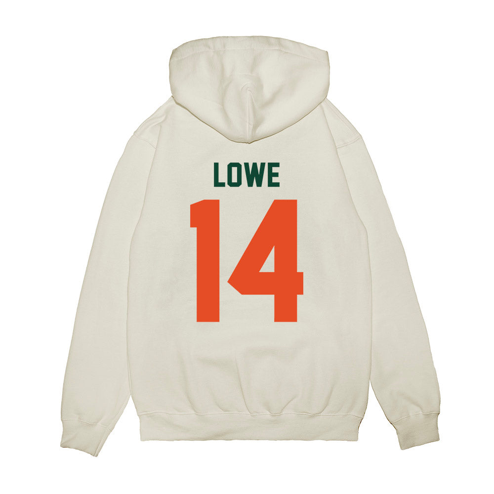 Miami - NCAA Football : Hayden Lowe - Vintage Helmet Premium Hooded Sweatshirt-1