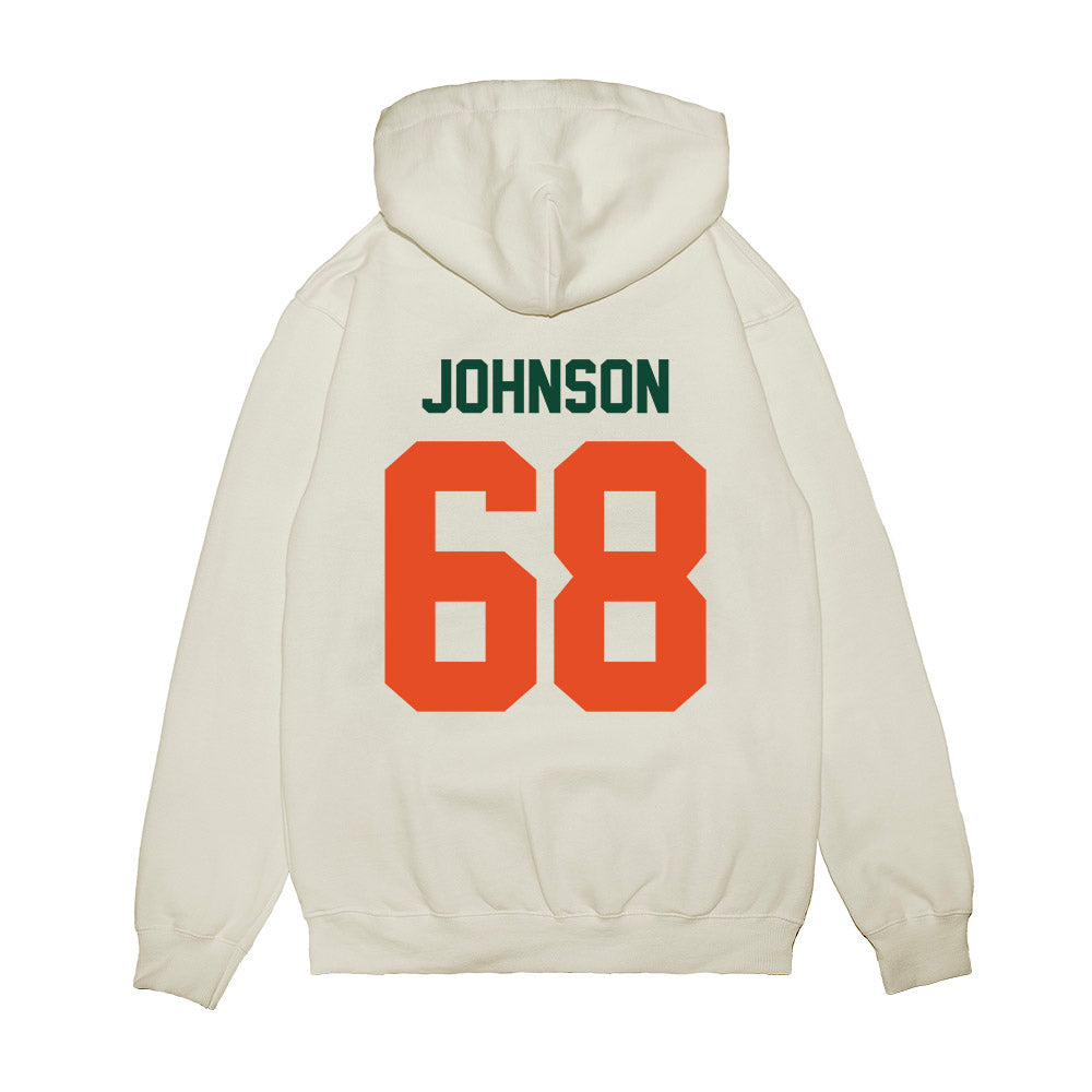 Miami - NCAA Football : Ian Johnson - Vintage Helmet Premium Hooded Sweatshirt-1